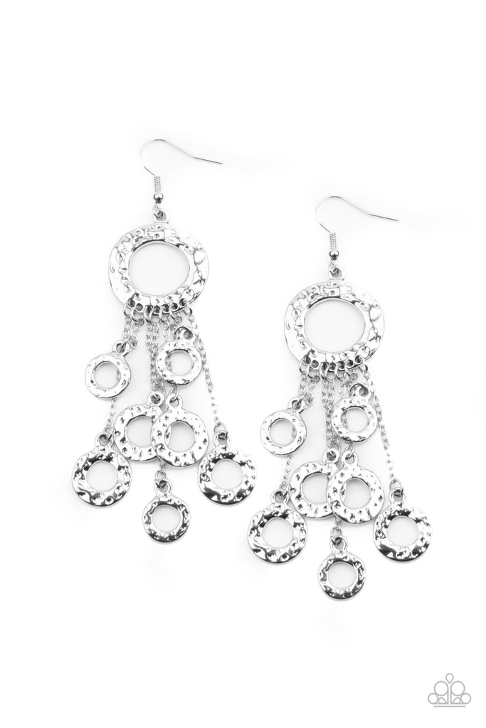 Right Under Your NOISE - Silver Hammered Earrings - Paparazzi