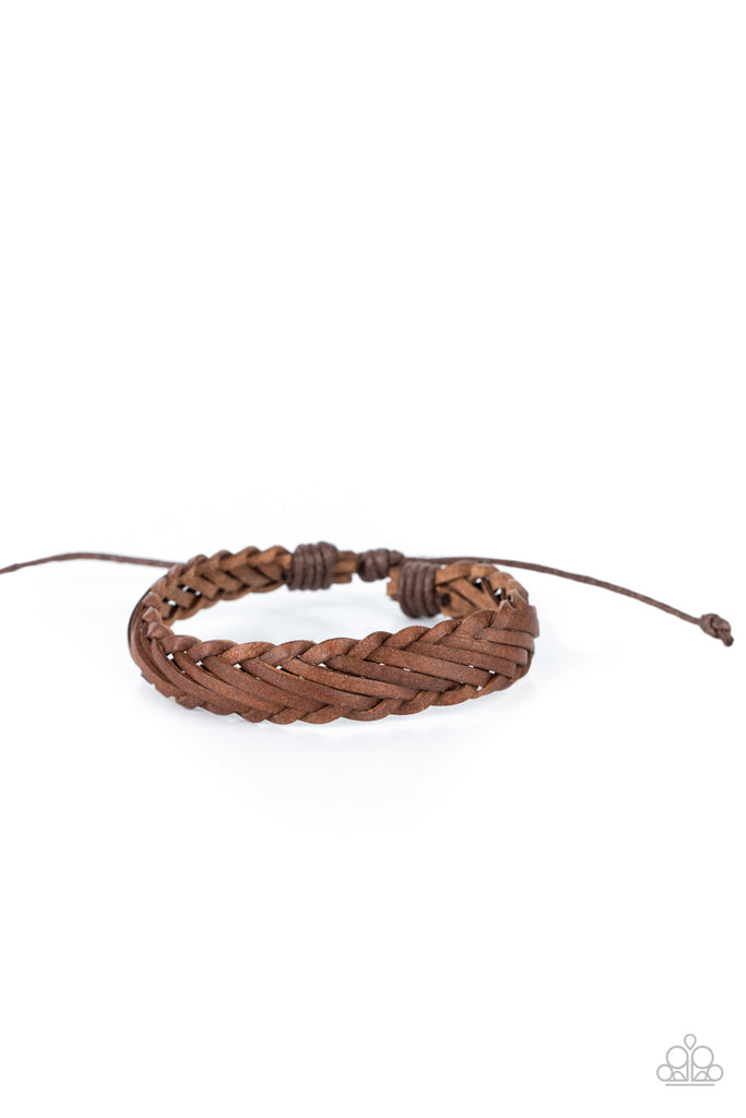 Rodeo Roundup - Brown Leather Bracelet - Paparazzi