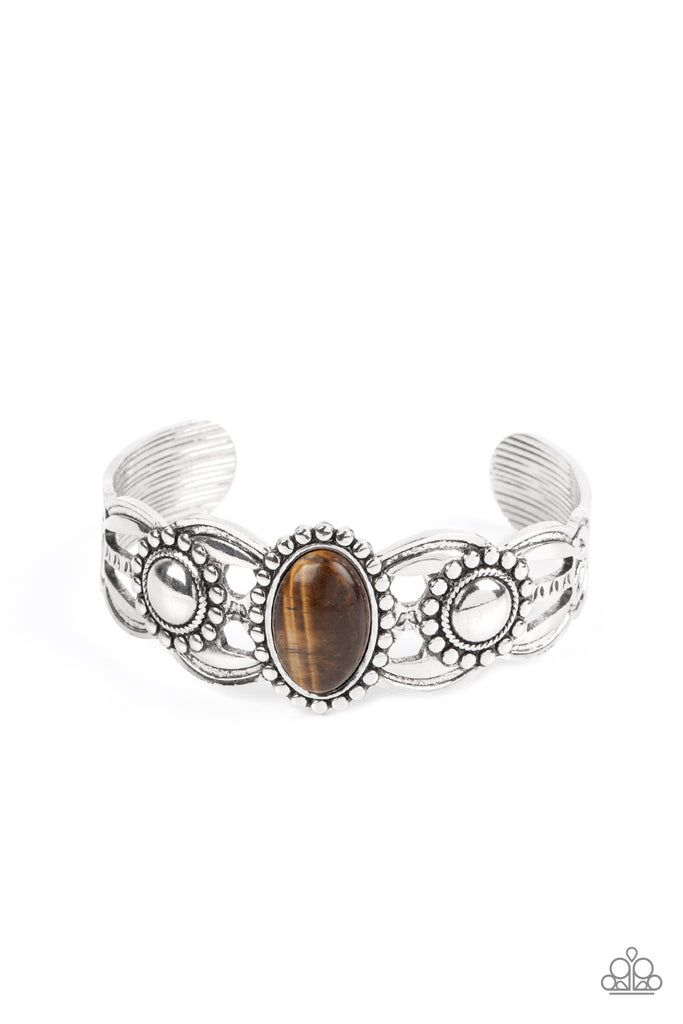 Solar Solstice - Brown Tiger's Eye Cuff Bracelet - Convention Exclusive 2021 - Paparazzi