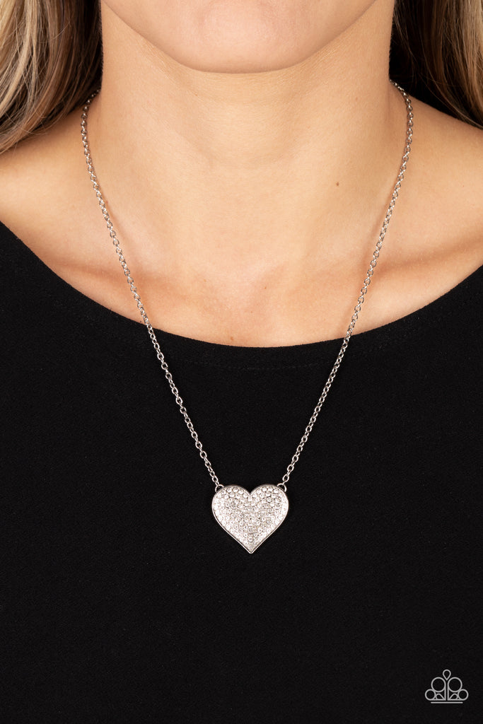 Spellbinding Sweetheart - White Heart Necklace - Heart Jewelry Paparazzi jewelry images