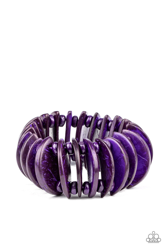 Tropical Tiki Bar - Purple Wood Bracelet - Paparazzi