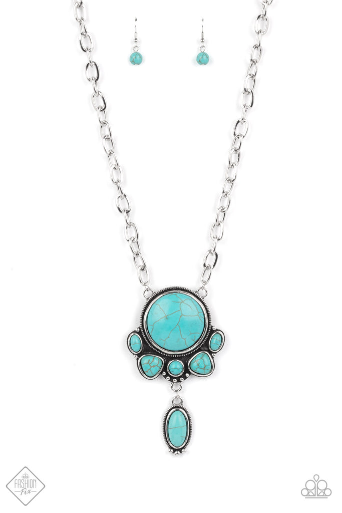 Geographically Gorgeous - Blue Turquoise Necklace - March 2021 Fashion Fix - Paparazzi