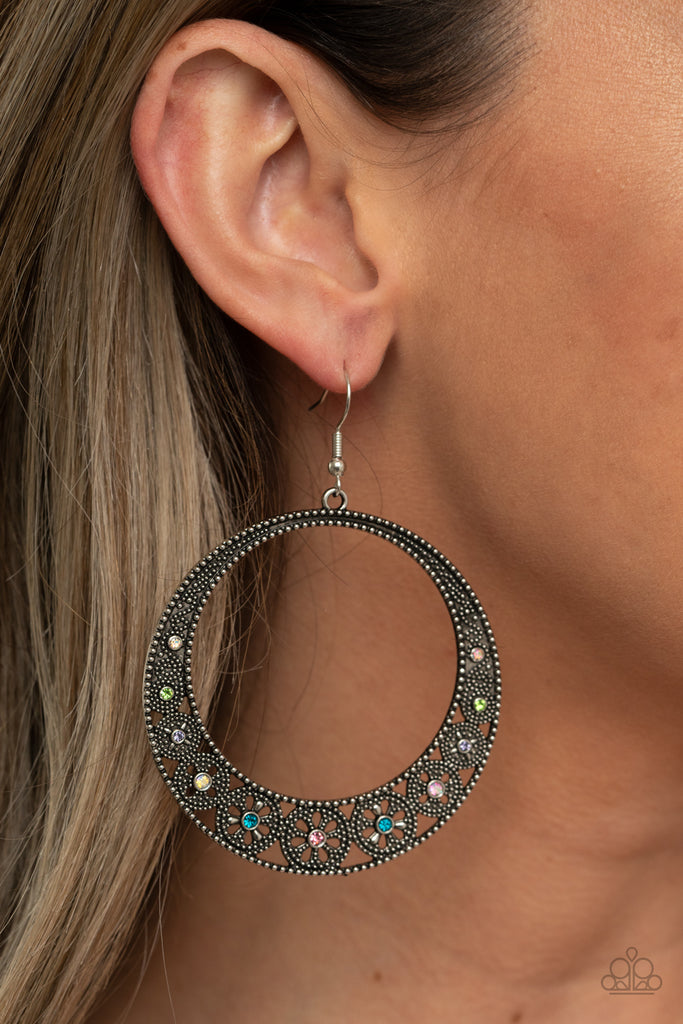 Bodaciously Blooming - Multi Rhinestone Earrings - Paparazzi