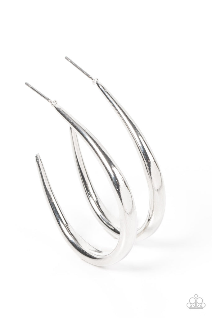 CURVE Your Appetite - Silver Hoop Earrings - Paparazzi