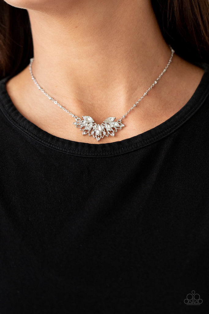 Deluxe Diadem White Rhinestone Paparazzi Necklace Chic Jewelry Boutique