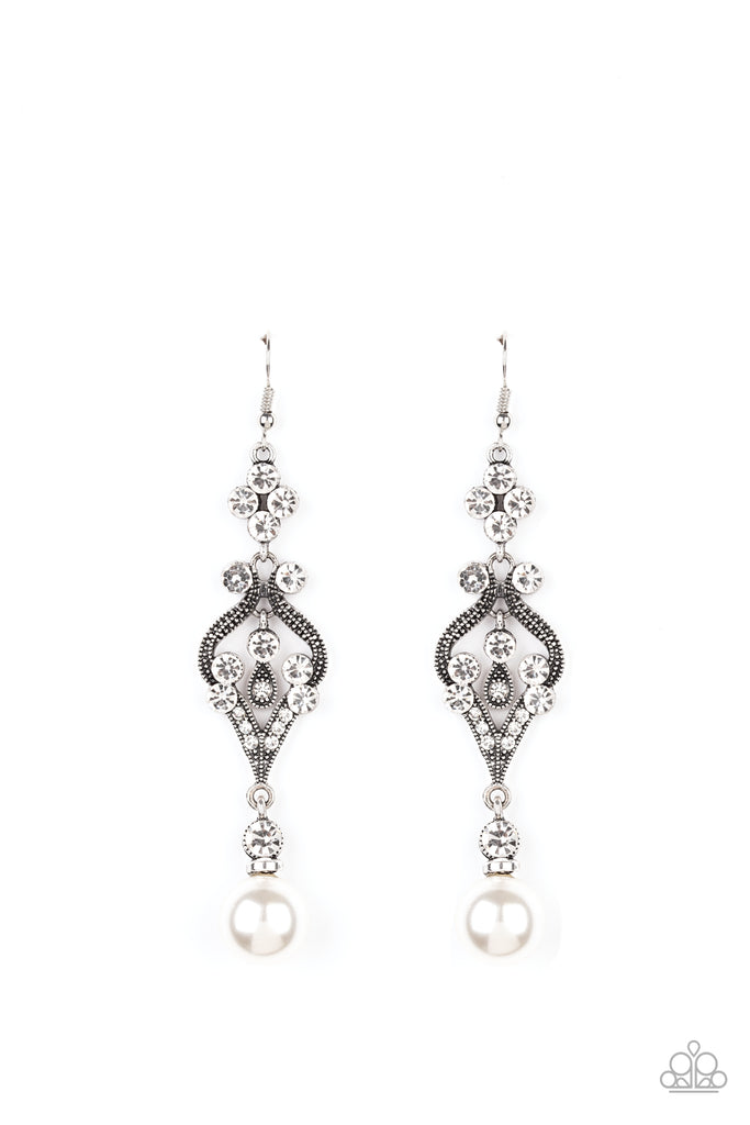 Elegantly Extravagant - White Pearl Earrings - Convention Exclusive - Paparazzi