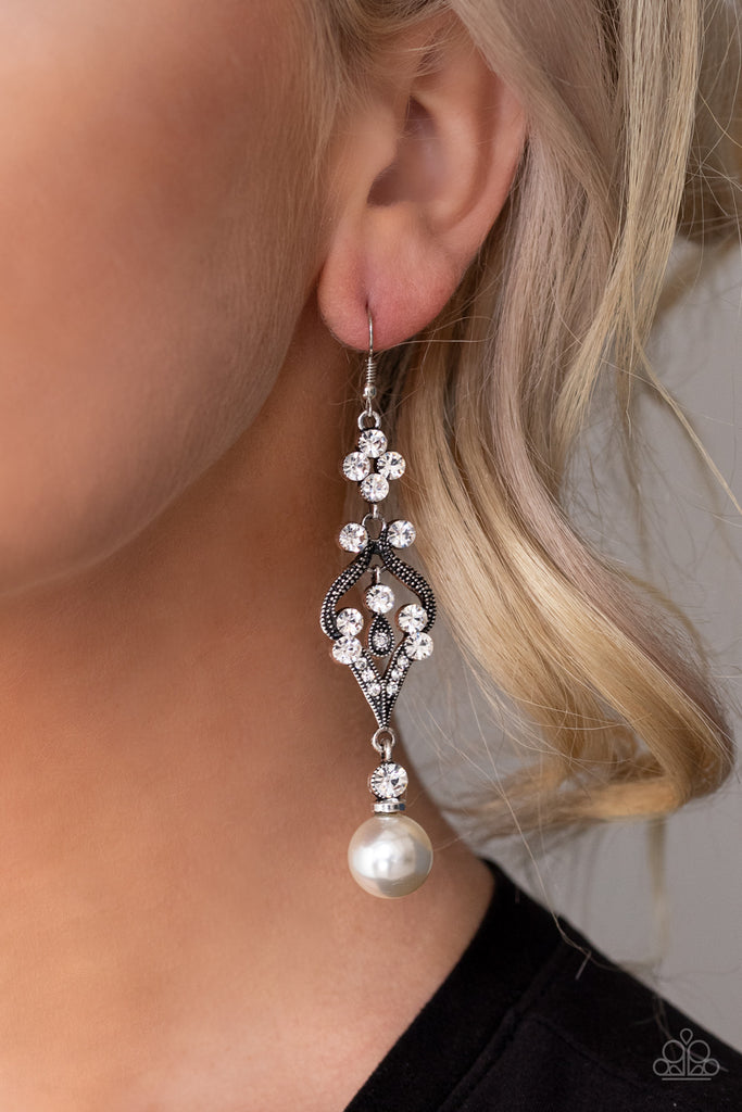 Elegantly Extravagant - White Pearl Earrings - Convention Exclusive - Paparazzi