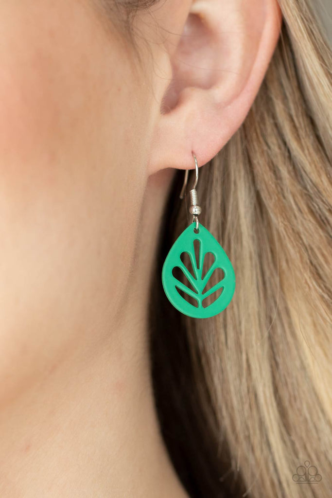 LEAF Yourself Wide Open - Mint Green Leaf Earrings - Paparazzi