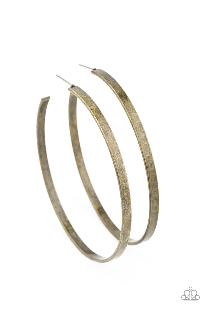 Lean Into The Curves - Brass Hoop Earrings - Paparazzi