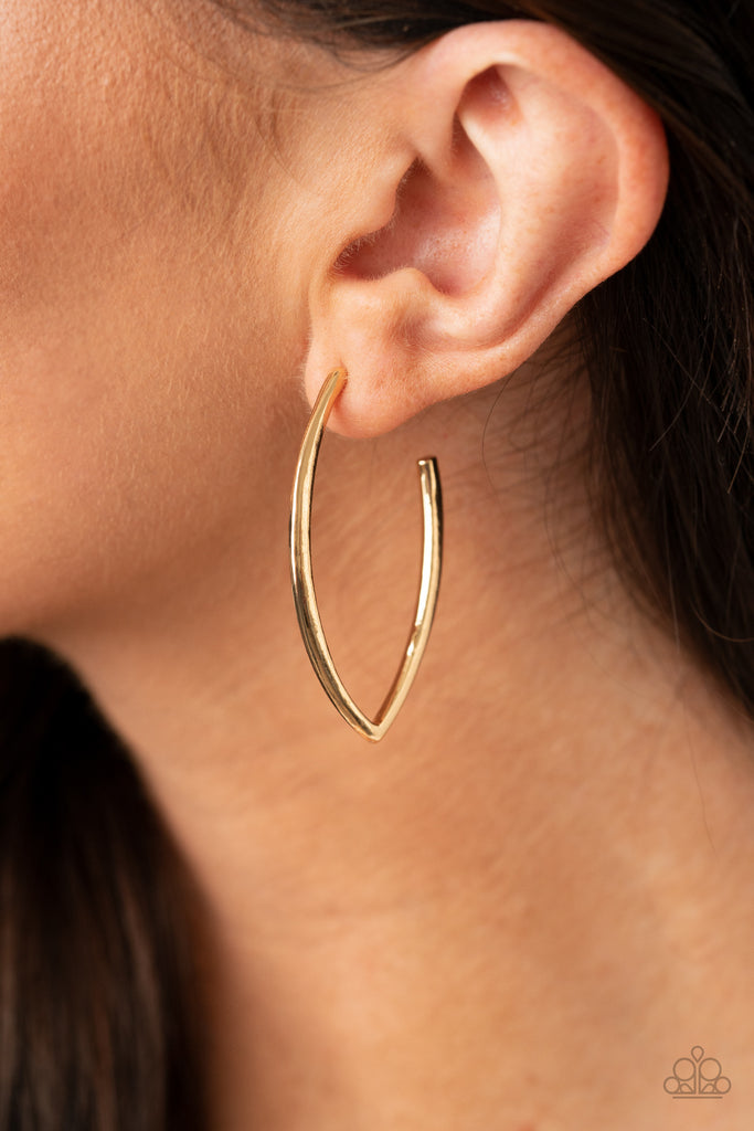 Point-Blank Beautiful - Gold Abstract Hoop Earrings - Paparazzi