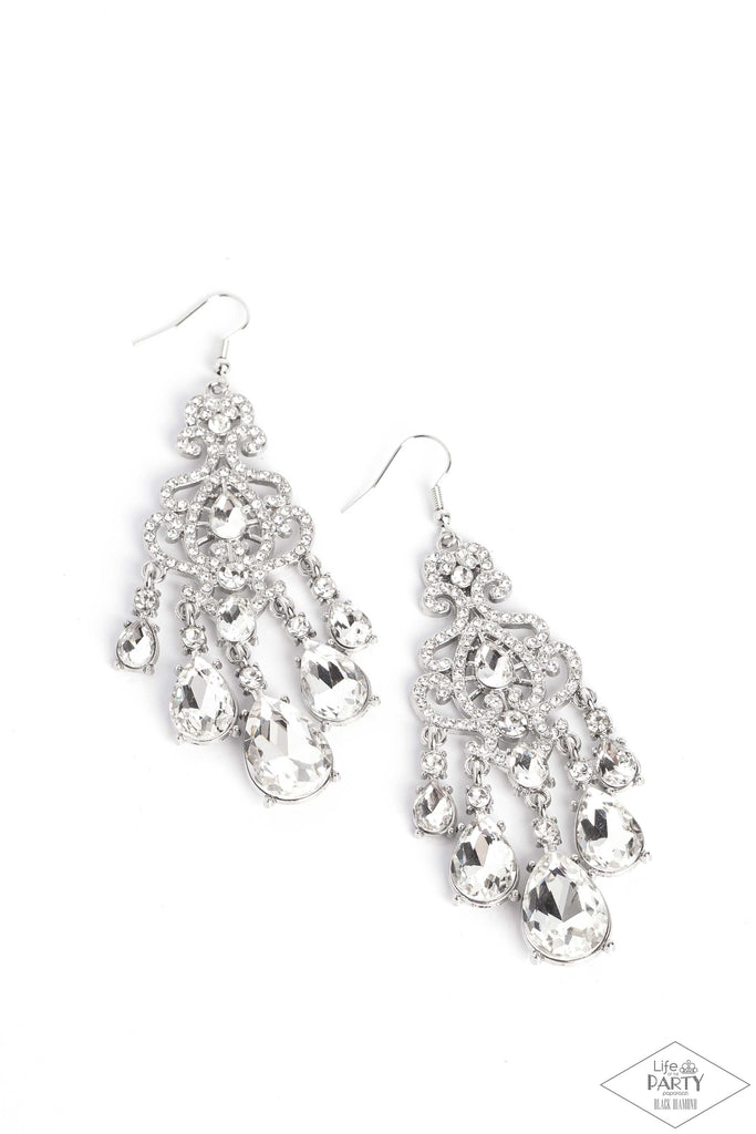 Queen Of All Things Sparkly - White Earrings - Chic Jewelry Boutique