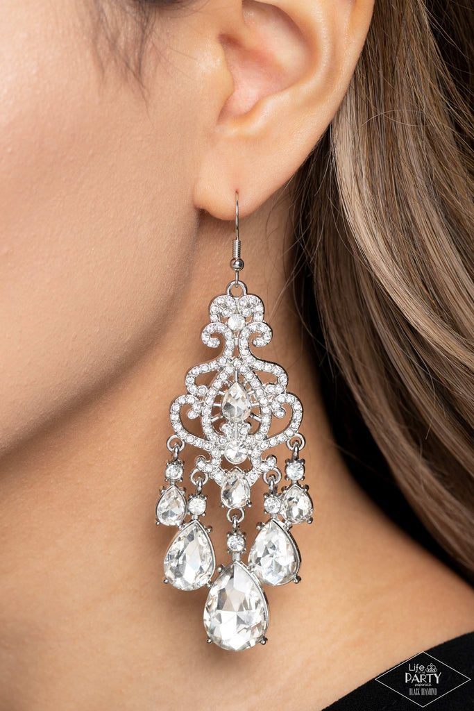 Queen Of All Things Sparkly - White Earrings - Chic Jewelry Boutique