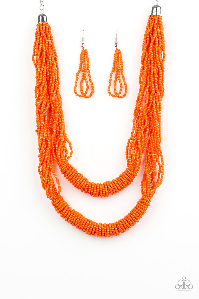 Right As RAINFOREST - Orange Seed Bead Necklace - Paparazzi