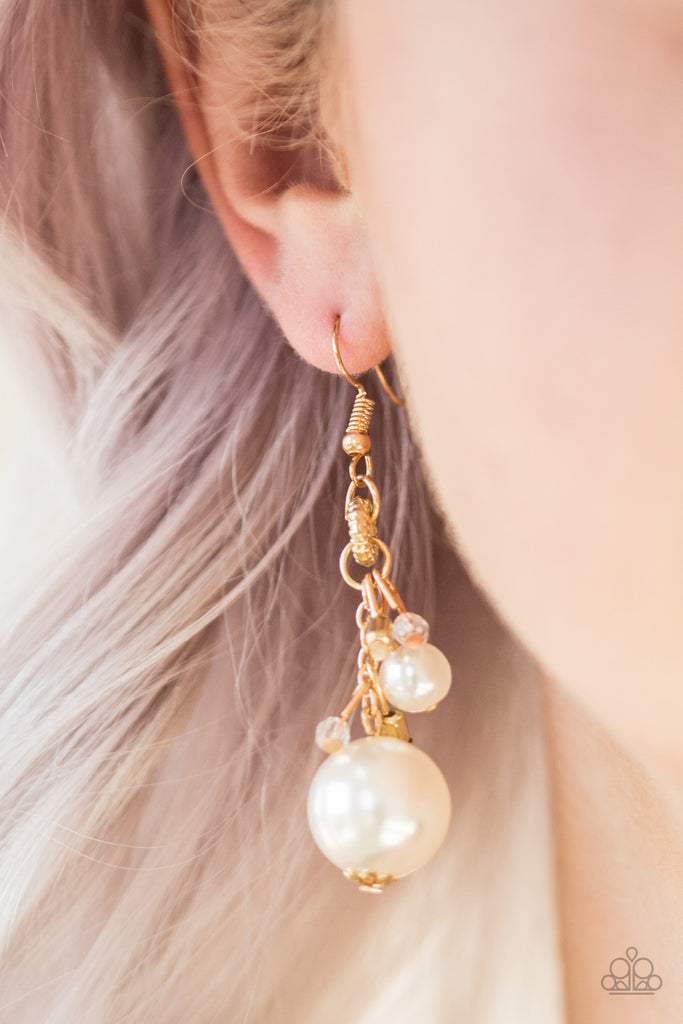 Timelessly Traditional - Gold & White Pearl Earrings - Paparazzi