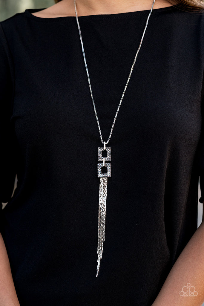 Times Square Stunner - Silver Hematite Necklace - Convention Exclusive - Paparazzi