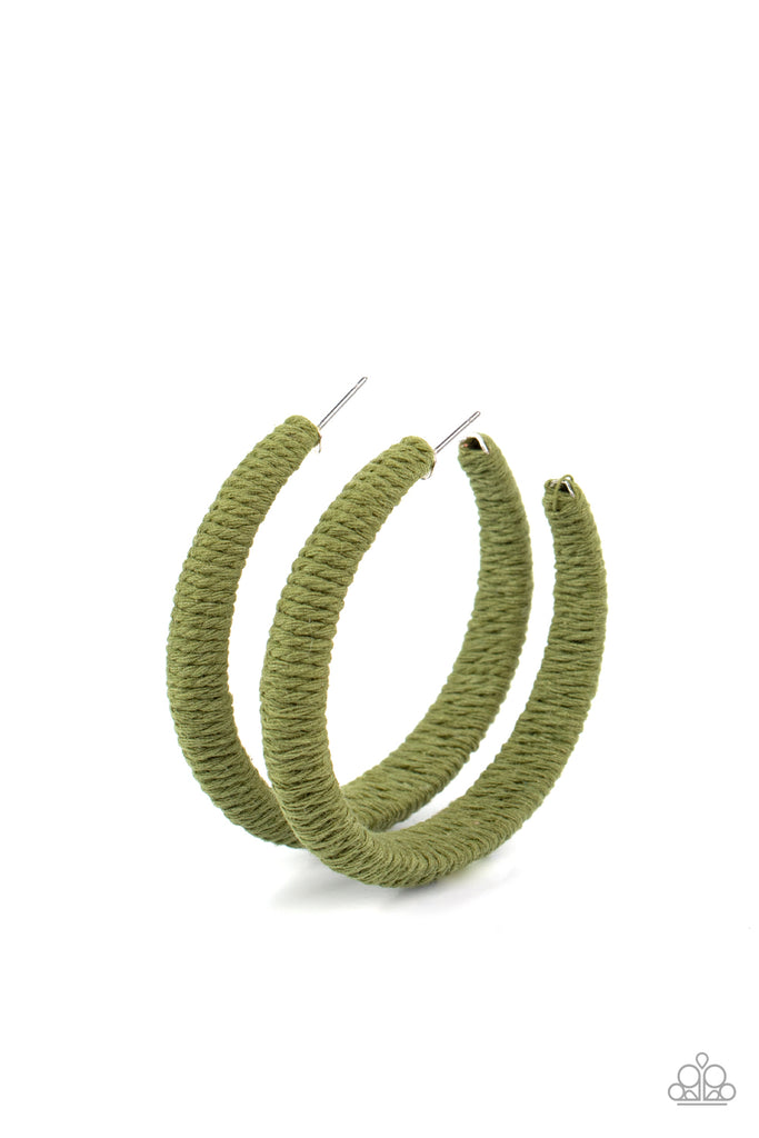 TWINE and Dine - Green Hoop Earrings Earrings - Paparazzi