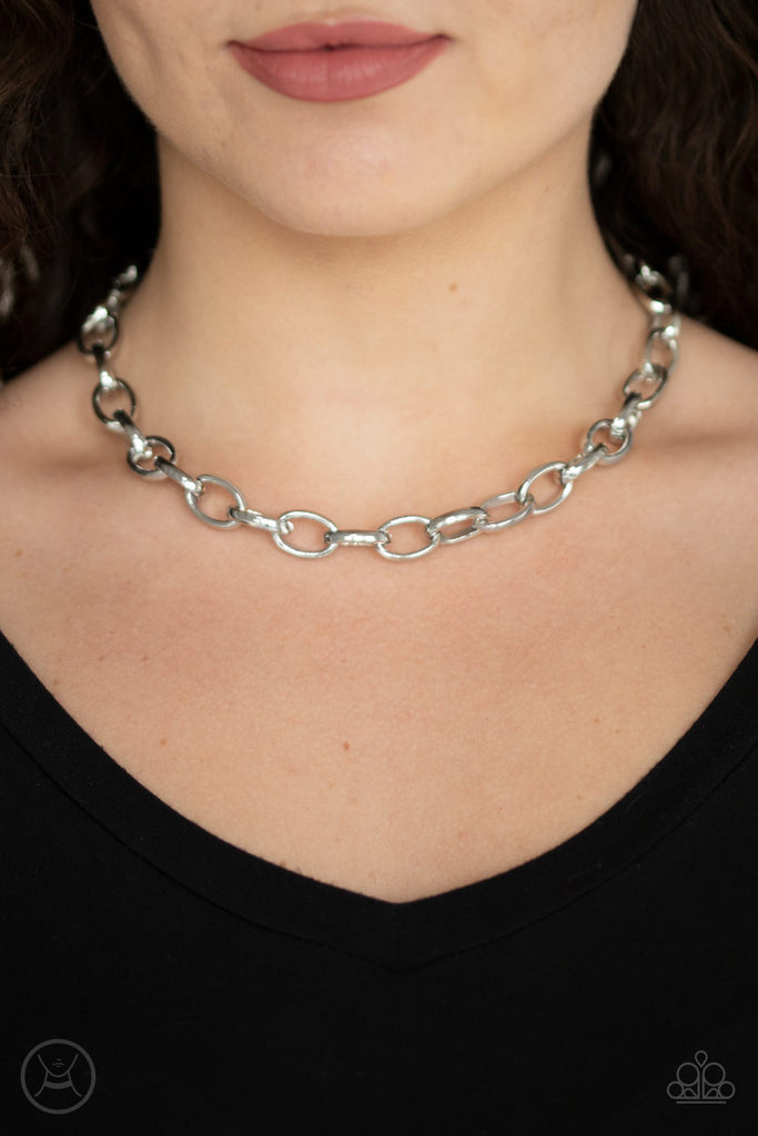 Urban Uplink - Silver Chain Choker Necklace - Paparazzi