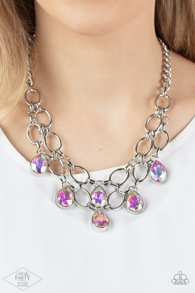 Show-Stopping Shimmer - Multi Iridescent Necklace - Pink Diamond Life Of The Party