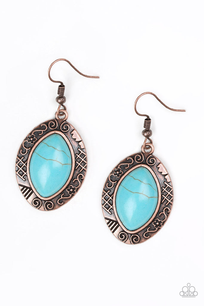 Aztec Horizons - Copper & Turquoise Earrings - Paparazzi