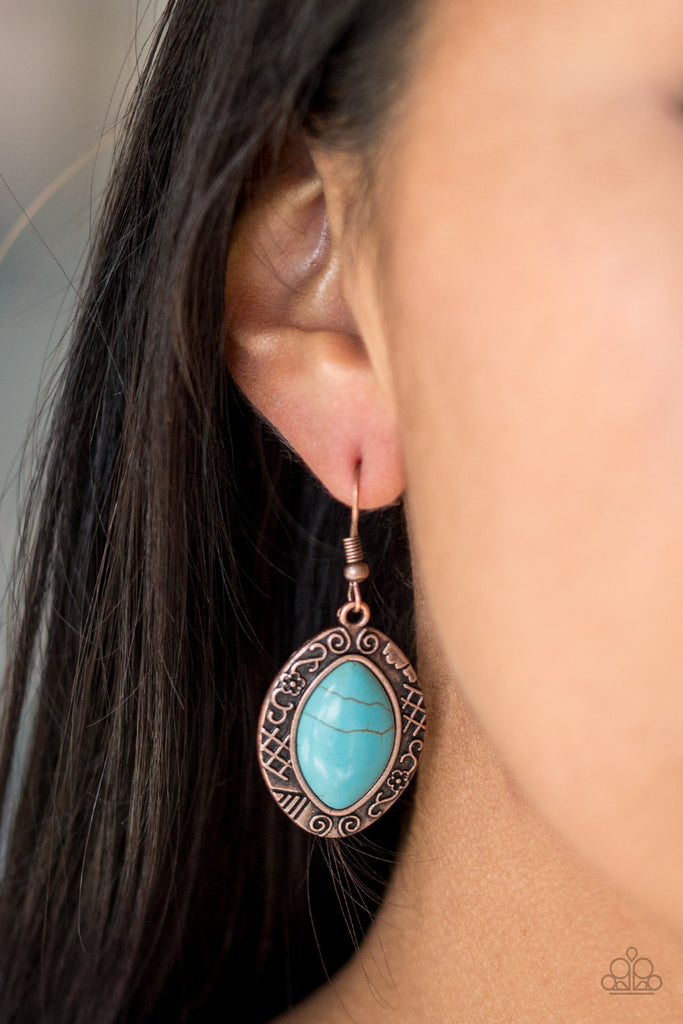 Aztec Horizons - Copper & Turquoise Earrings - Paparazzi