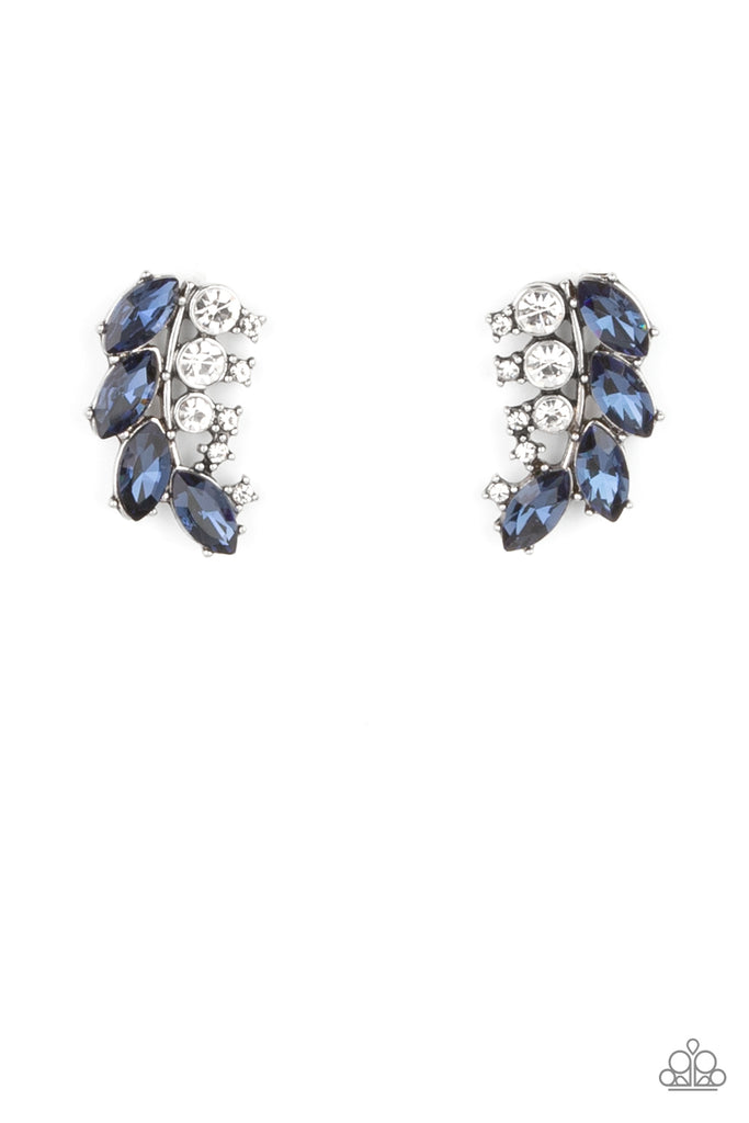 Flawless Fronds - Blue & White Rhinestone Earrings - Paparazzi