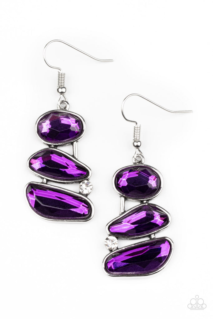 Gem Galaxy - Purple Rhinestone Earrings - Chic Jewelry Boutique