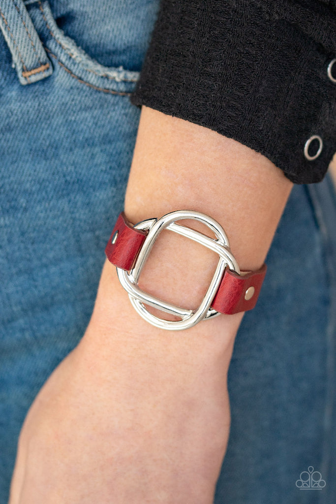 Nautically Knotted - Red Leather Nautical Inspired Bracelet - Paparazzi