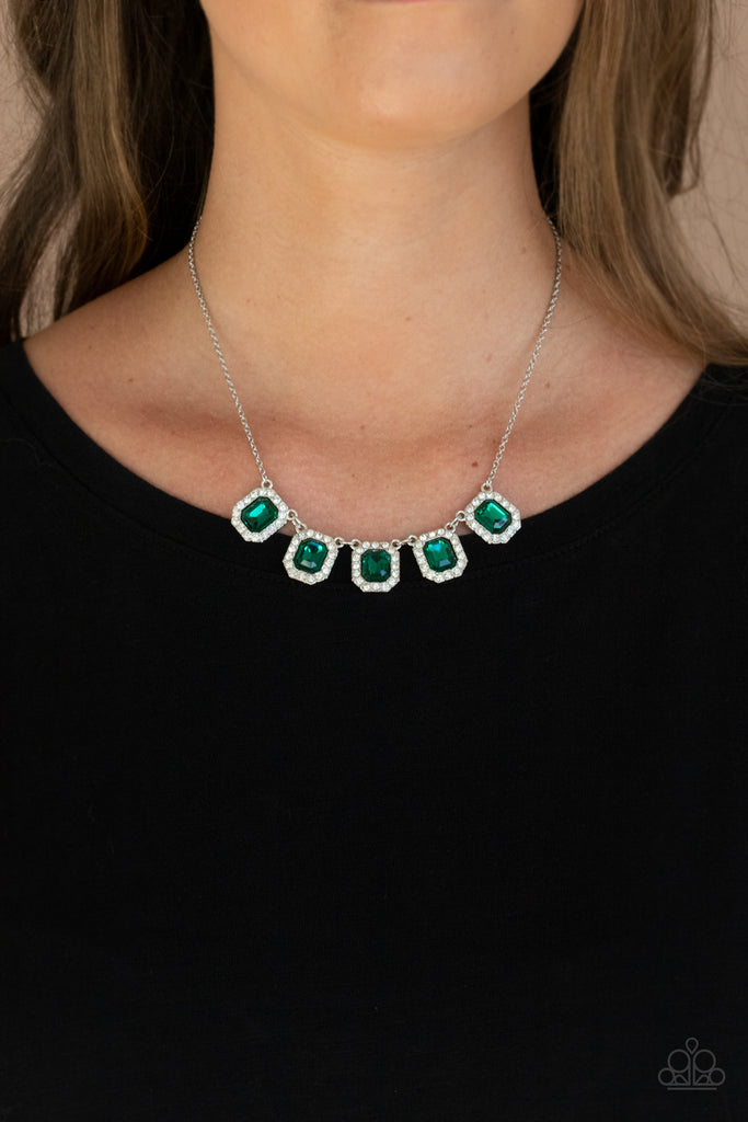 Sold at Auction: Rhinestone Necklace - Clear And Emerald Green.