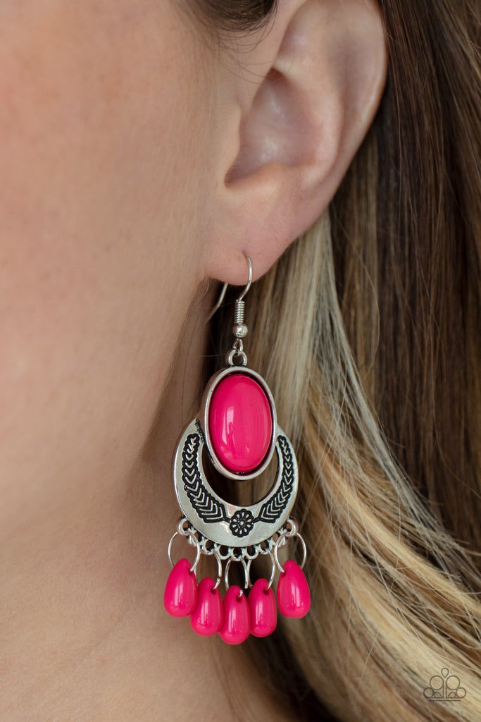 Prairie Flirt - Pink Raspberry Sorbet Earrings - Paparazzi