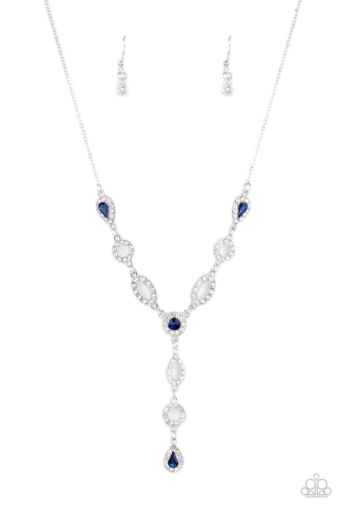 Royal Redux - Blue & White Rhinestone Necklace - Paparazzi