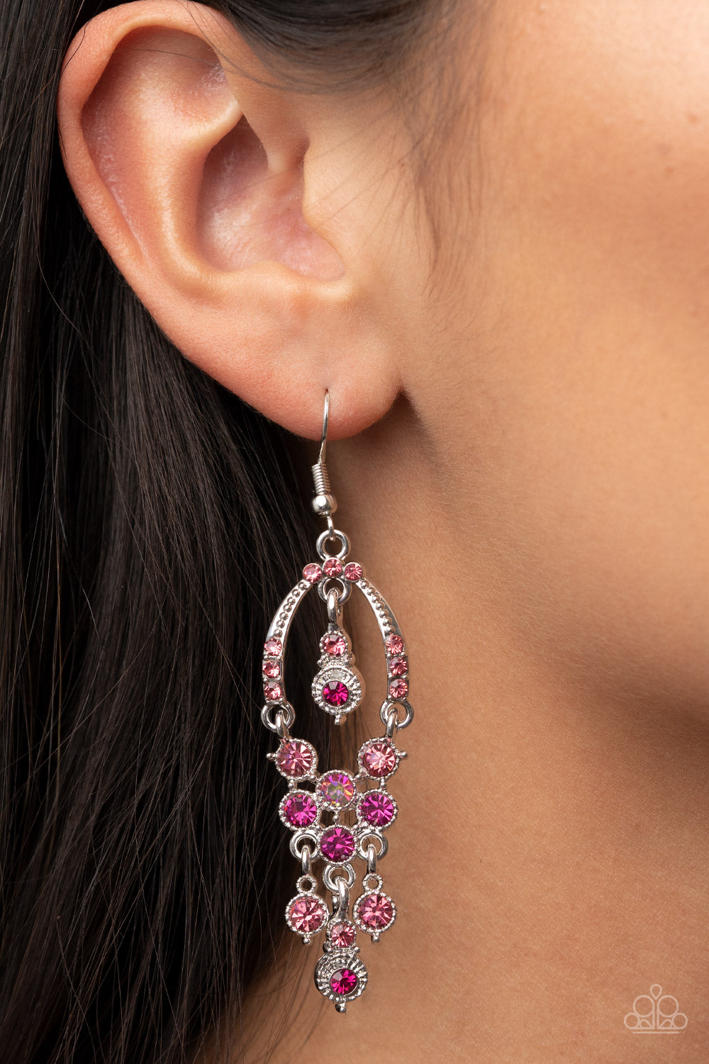 Sophisticated Starlet - Pink Rhinestone Earrings - Chic