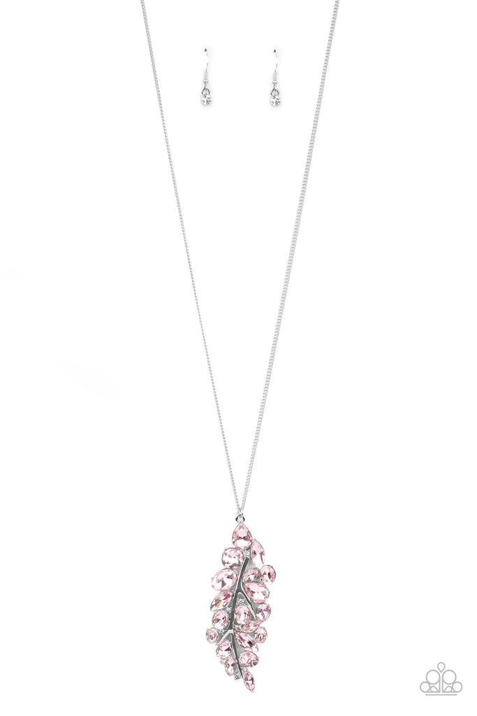 Take a Final BOUGH - Pink Rhinestone Leaf Necklace - Paparazzi