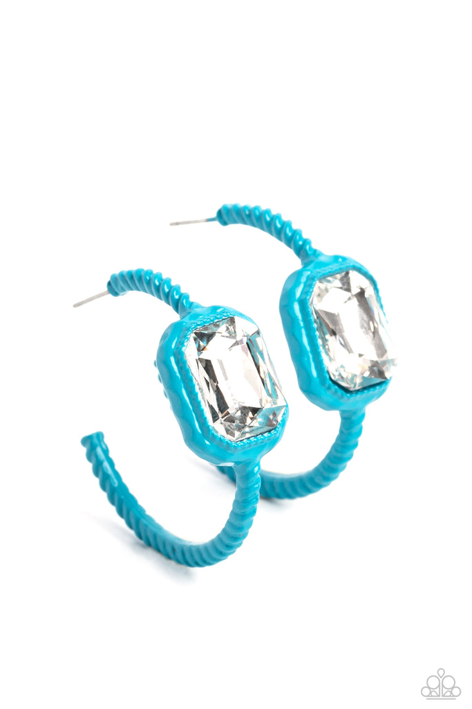 Call Me TRENDY - Blue Hoop Earrings - Chic Jewelry Boutique