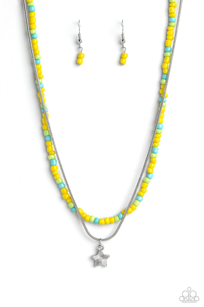 Starry Serendipity - Yellow Layered Necklace - Chic Jewelry Boutique