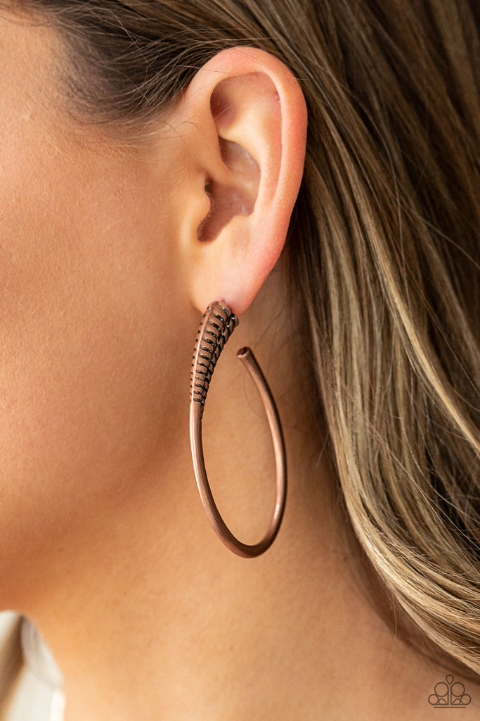Fully Loaded - Copper Hoop Earrings - Paparazzi