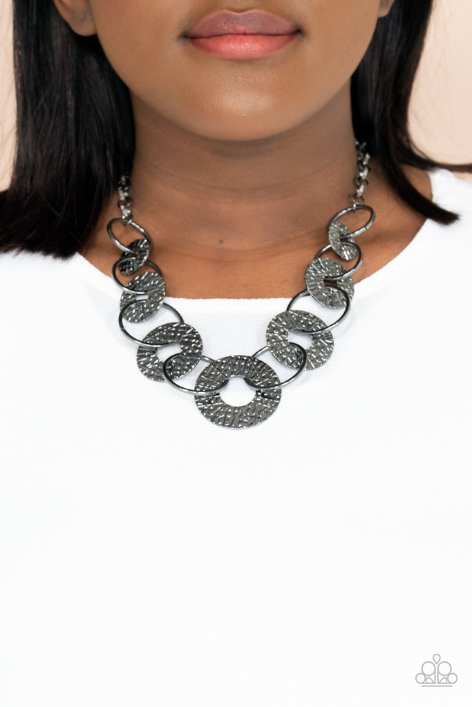 Industrial Envy - Black Hammered Necklace - Paparazzi