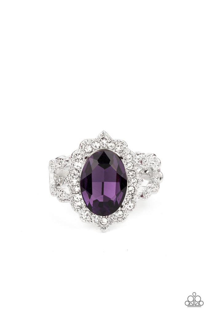 Oval Office Opulence Purple Rhinestone Ring Chic Jewelry Boutique