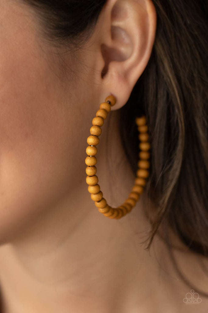 Should Have, Could Have, WOOD Have - Brown Wood Hoop Earrings - Paparazzi