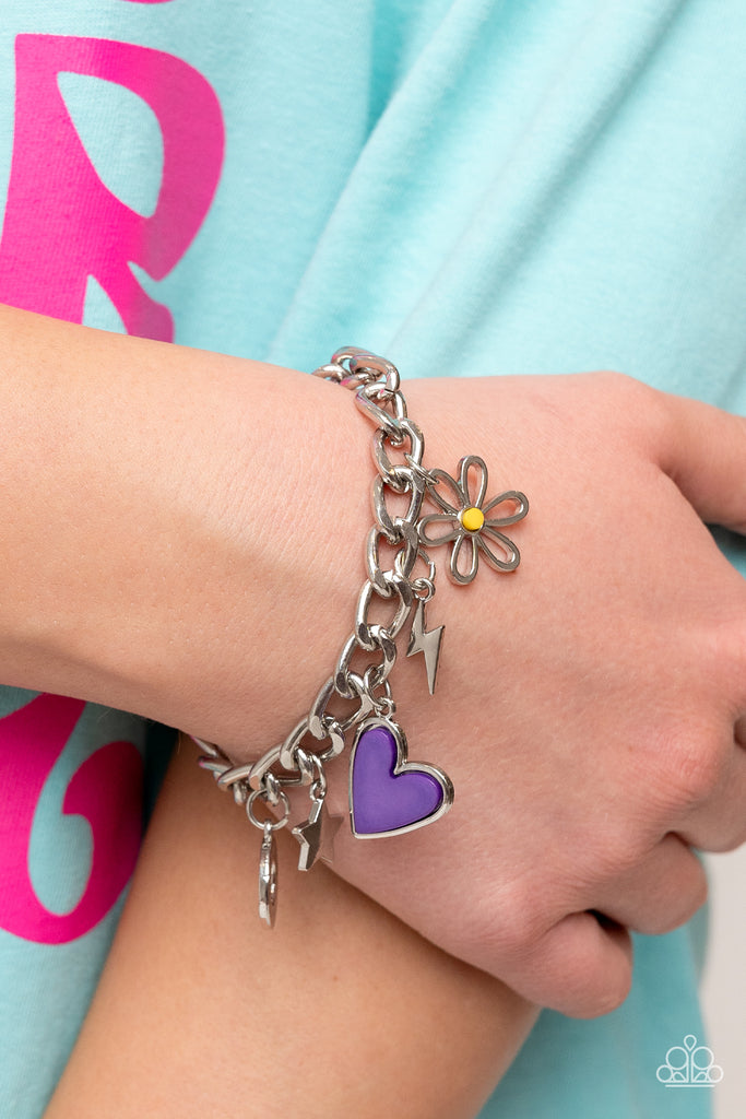 Turn Up the Charm - Purple Charm Bracelet - Paparazzi Jewelry Images