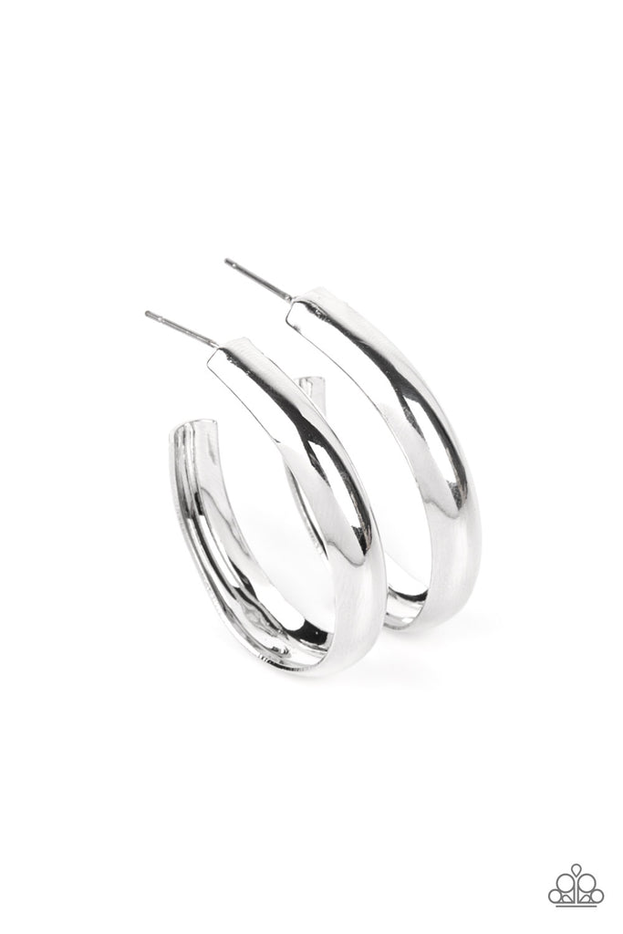 Champion Curves - Silver Hoop Earrings - Chic Jewelry Boutique