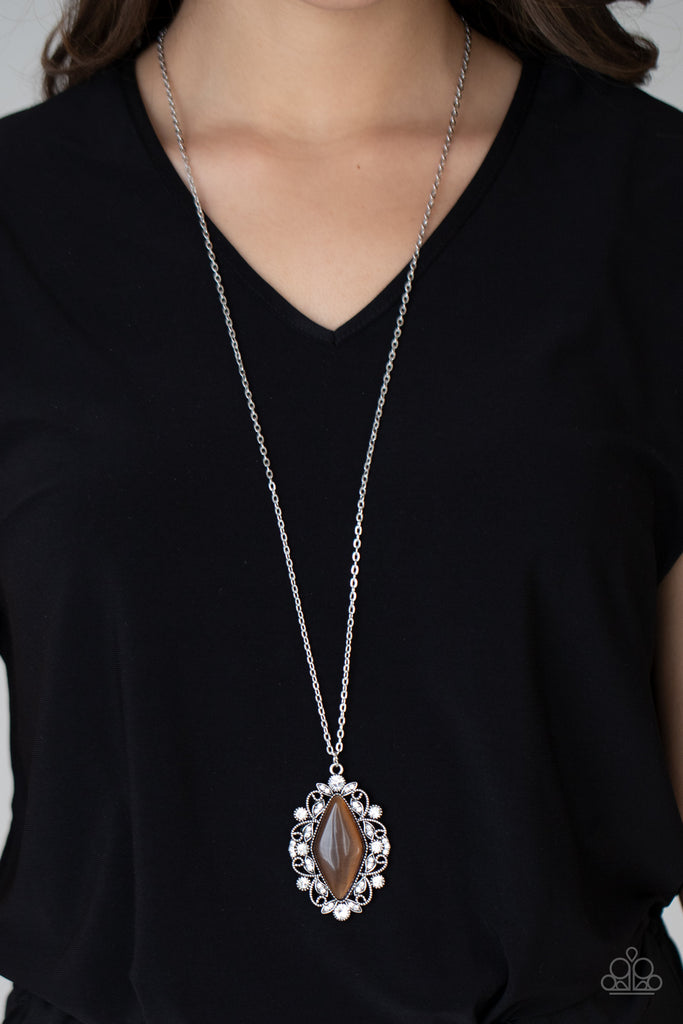 Exquisitely Enchanted - Brown Cat's Eye Stone Necklace - Paparazzi