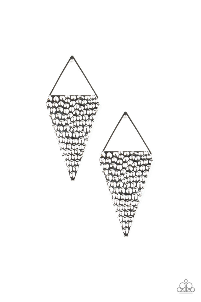 Have A Bite - Silver Hammered Earrings - Paparazzi