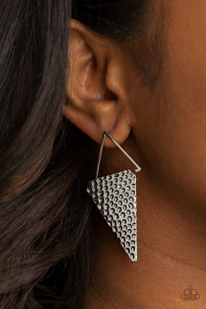 Have A Bite - Silver Hammered Earrings - Paparazzi