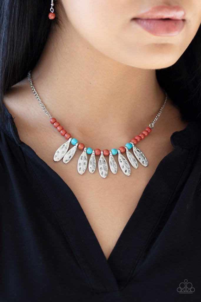 Neutral TERRA-tory - Brown & Turquoise Necklace - Paparazzi