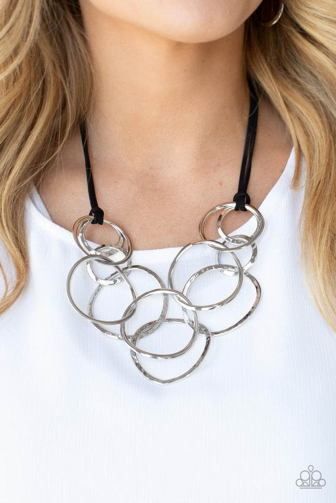 Spiraling Out of COUTURE - Silver & Black Cord Necklace - Chic Jewelry Boutique