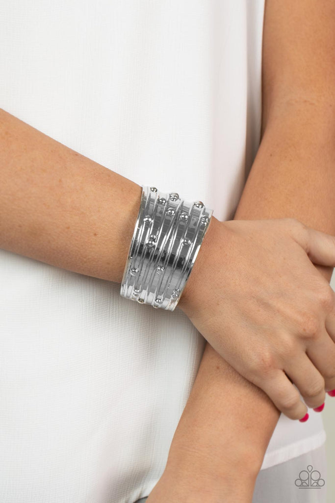 Mechanical Motif - Silver Bracelet - Chic Jewelry Boutique