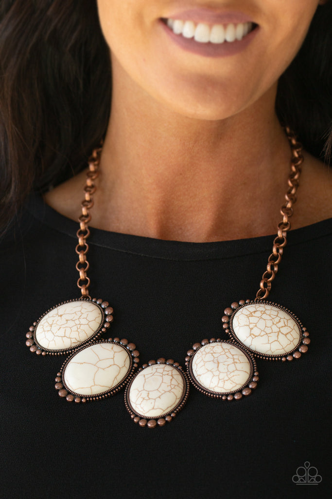 Prairie Goddess - Copper & White Crackle Stone Necklace - Paparazzi