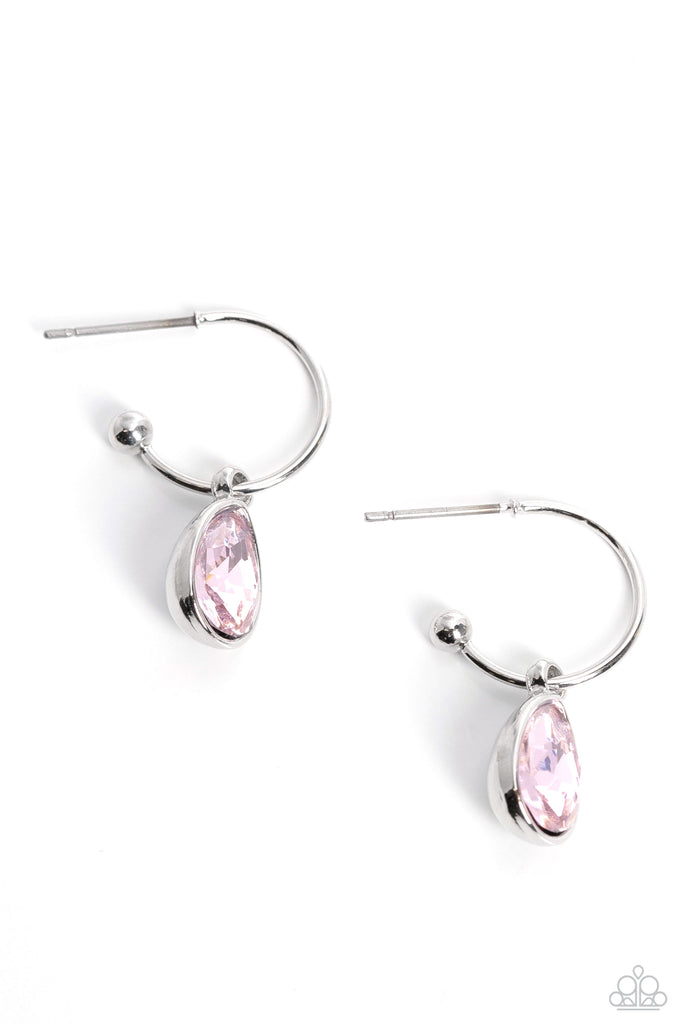 Teardrop Tassel - Pink Rhinestone Earrings - Chic Jewelry Boutique