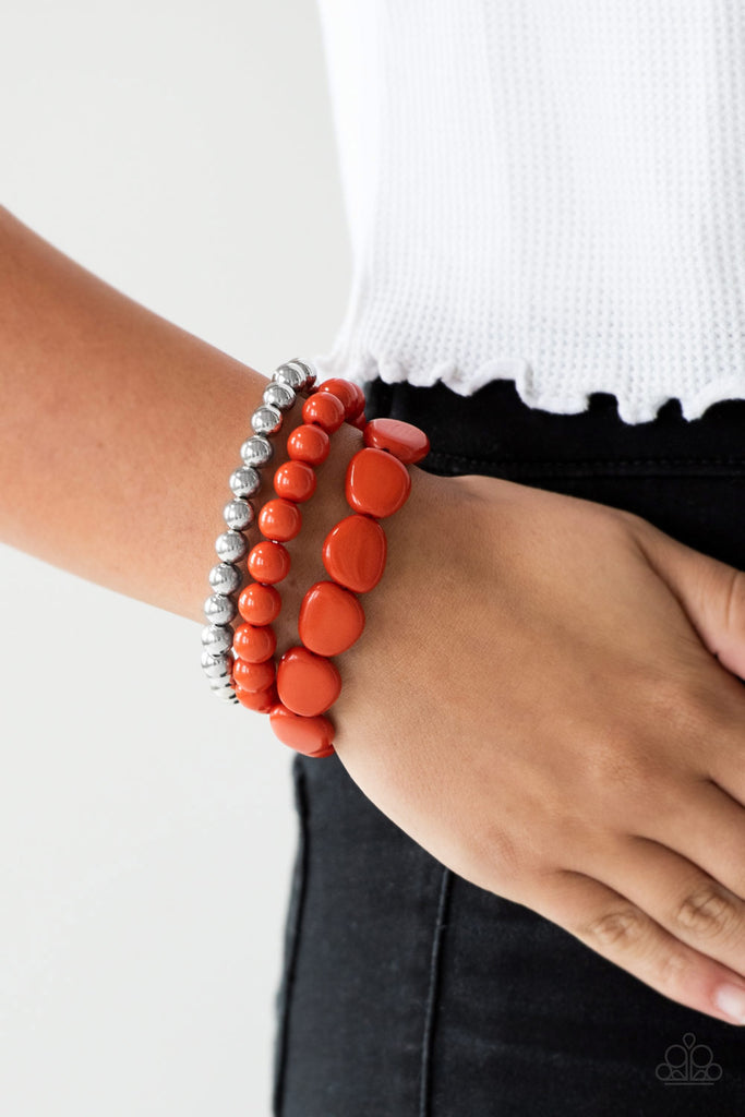 Color Venture - Orange and Silver Bracelet - Paparazzi Accessories - Chic Jewelry Boutique by Andrea
