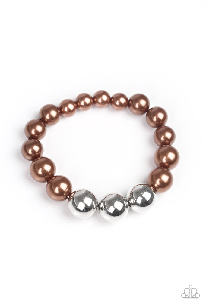 All Dressed UPTOWN Brown and Silver Bracelet Paparazzi Chic Jewelry